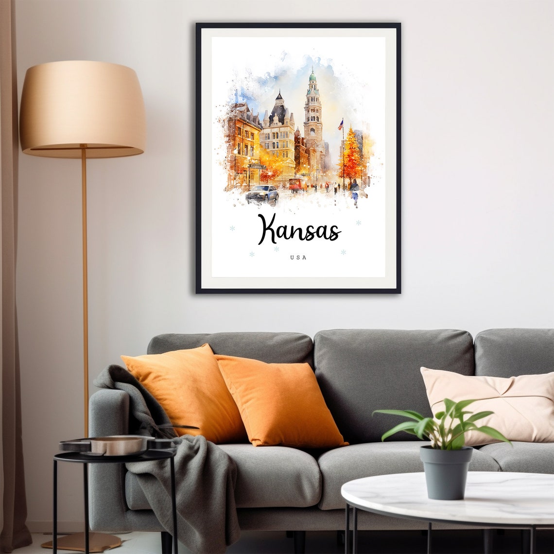Kansas Travel Poster Kansas City Print Kansas Wall Art Decor Usa Prints Kansas Print Kansas Watercolor Painting - Image 4