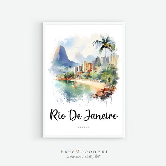 Rio De Janeiro Brazil Travel Poster Rio De Janeiro City Print Brazil Wall Art Prints Watercolor Painting Architecture Print