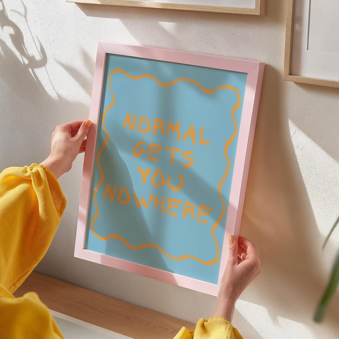 Normal Gets You Nowhere Blue And Orange Maximalist Quote Poster - Image 2