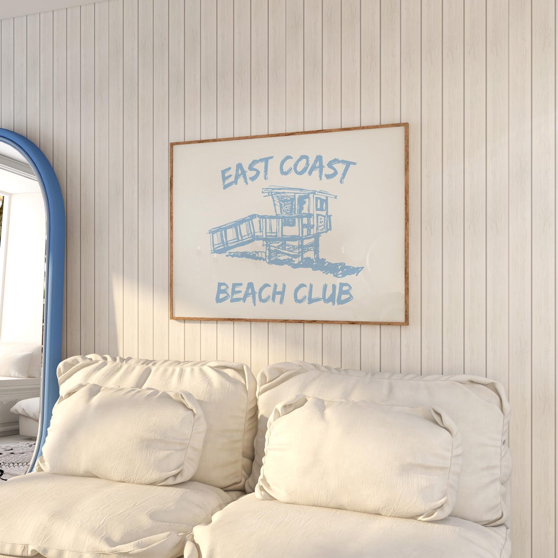 East Coast Beach Club Powder Blue Lifeguard Tower Sketch Poster - Image 3