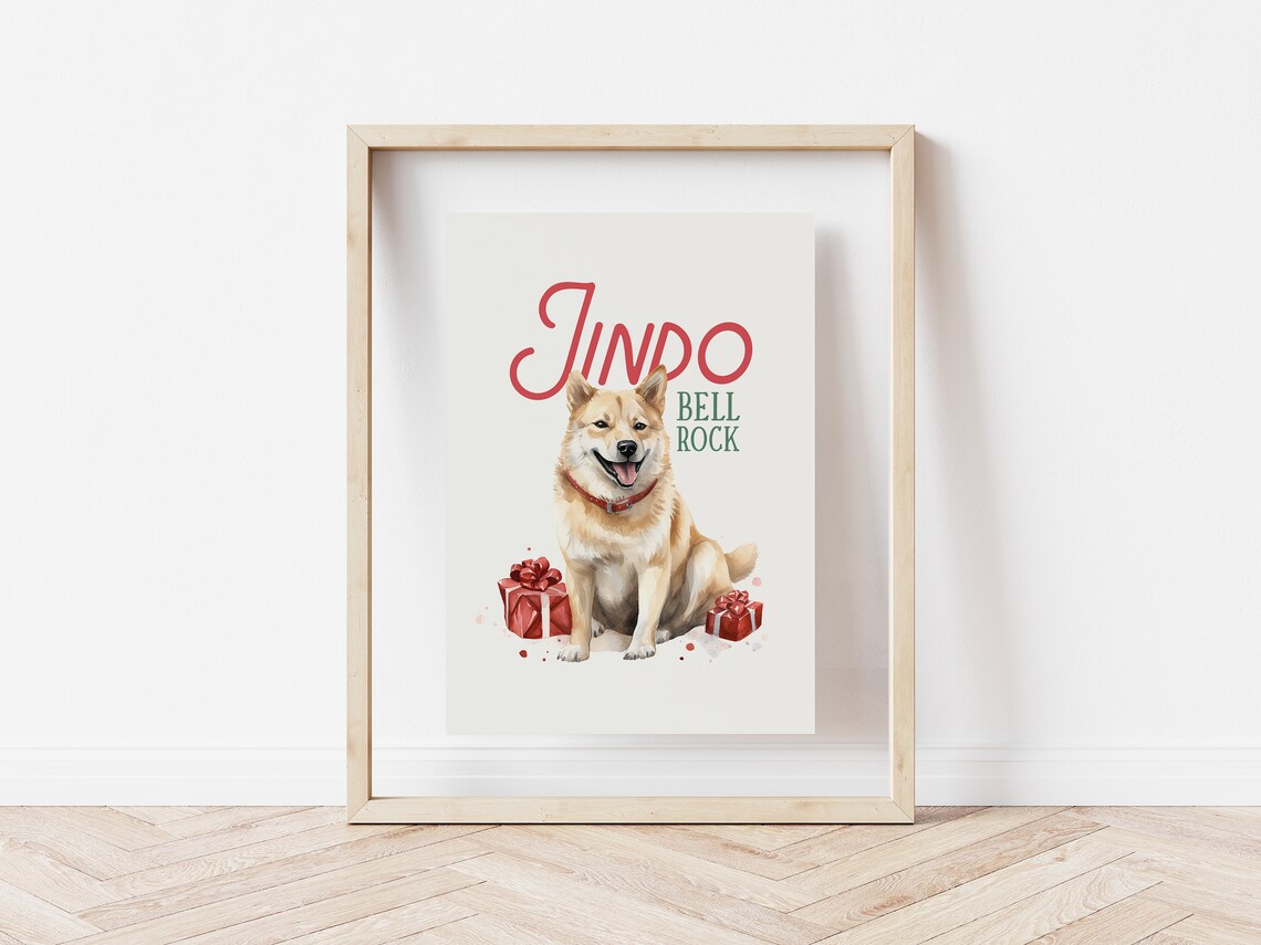 Jindo Bell Rock Korean Jindo Dog With Gifts Christmas Poster - Image 5