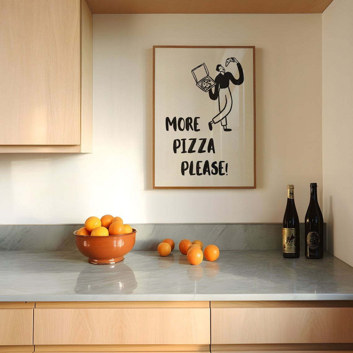 More Pizza Please Funny Kitchen Illustration Wall Decor Poster - Image 3