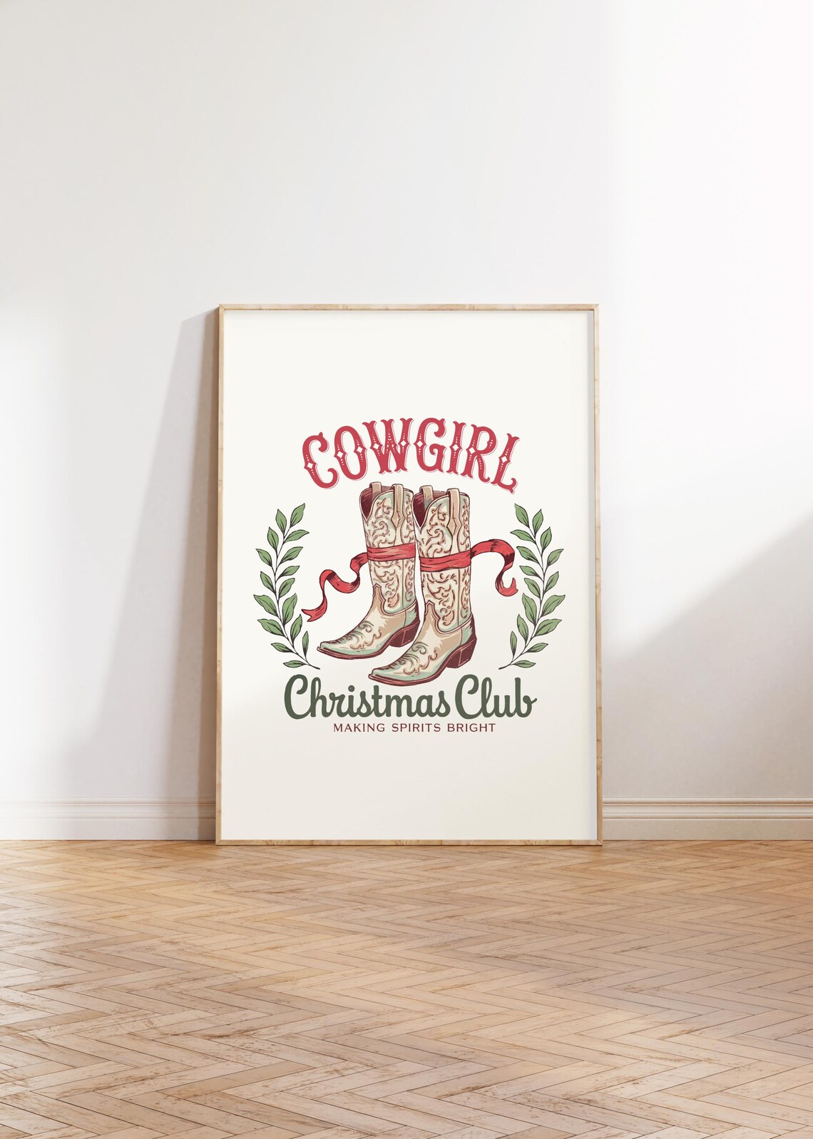 Cowgirl Christmas Club Western Boots Holiday Decor Art Poster - Image 2