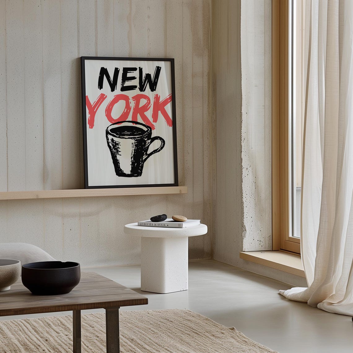 New York City Coffee Cup Brush Lettering Sketch Typography Poster - Image 4