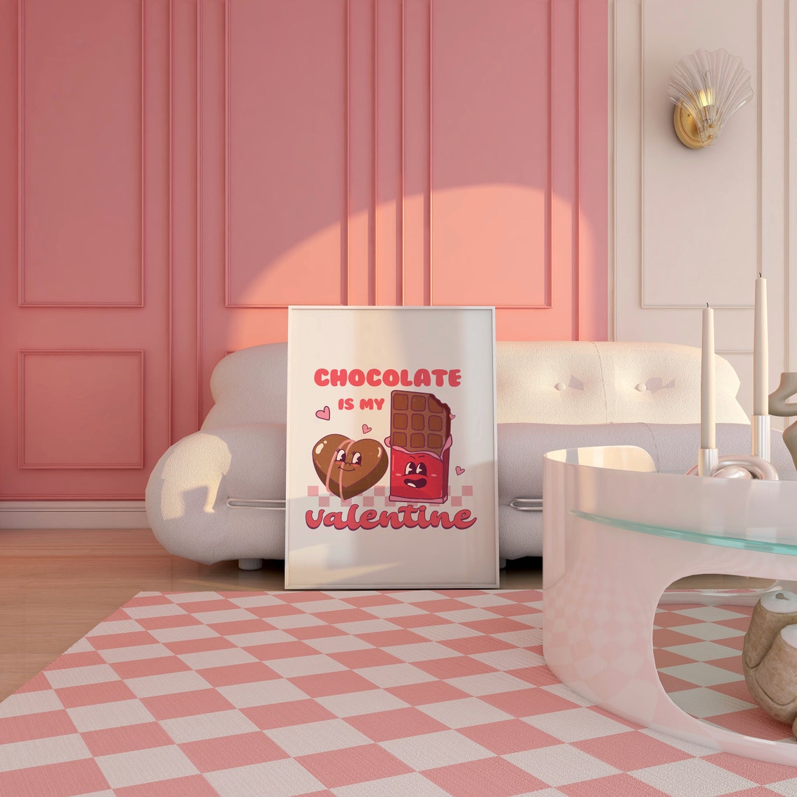 Chocolate Is My Valentine Cute Choc Heart and Bar Characters Poster - Image 4