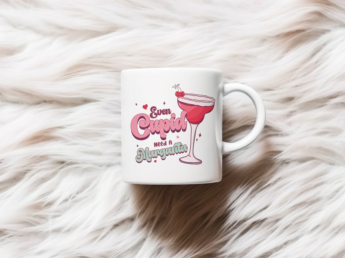 Even Cupid Needs A Margarita Funny Retro Cocktail Quote Poster - Image 2