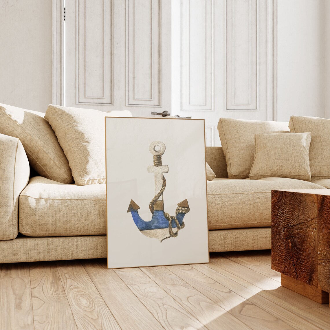 Watercolor Anchor Poster Print, Nautical Nursery Decor - Image 3