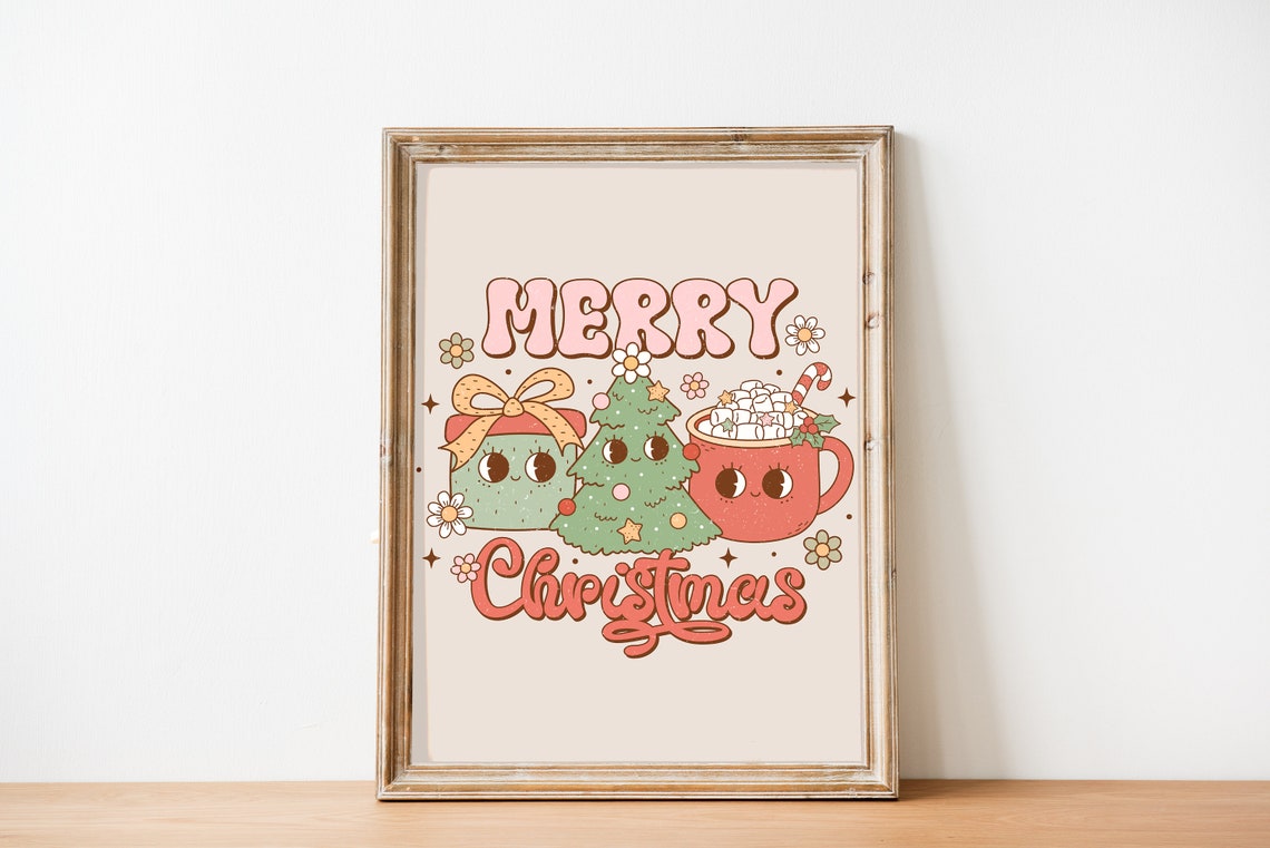 Merry Christmas Retro 70s Groovy Cocoa Mug Snowman Party Poster - Image 3