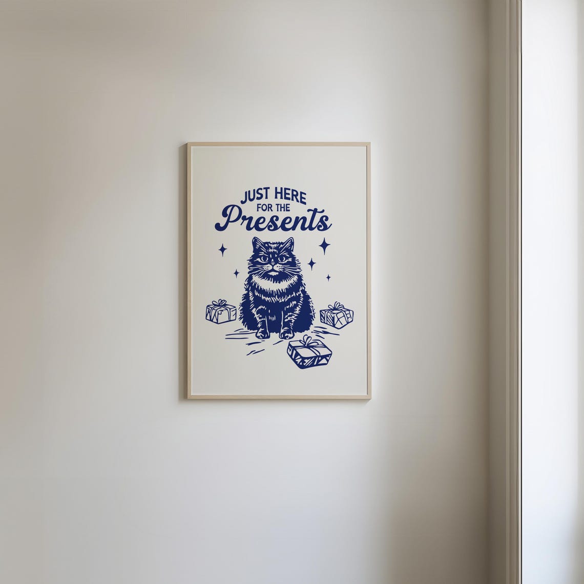 Just Here For The Presents Grumpy Funny Christmas Cat Poster - Image 4