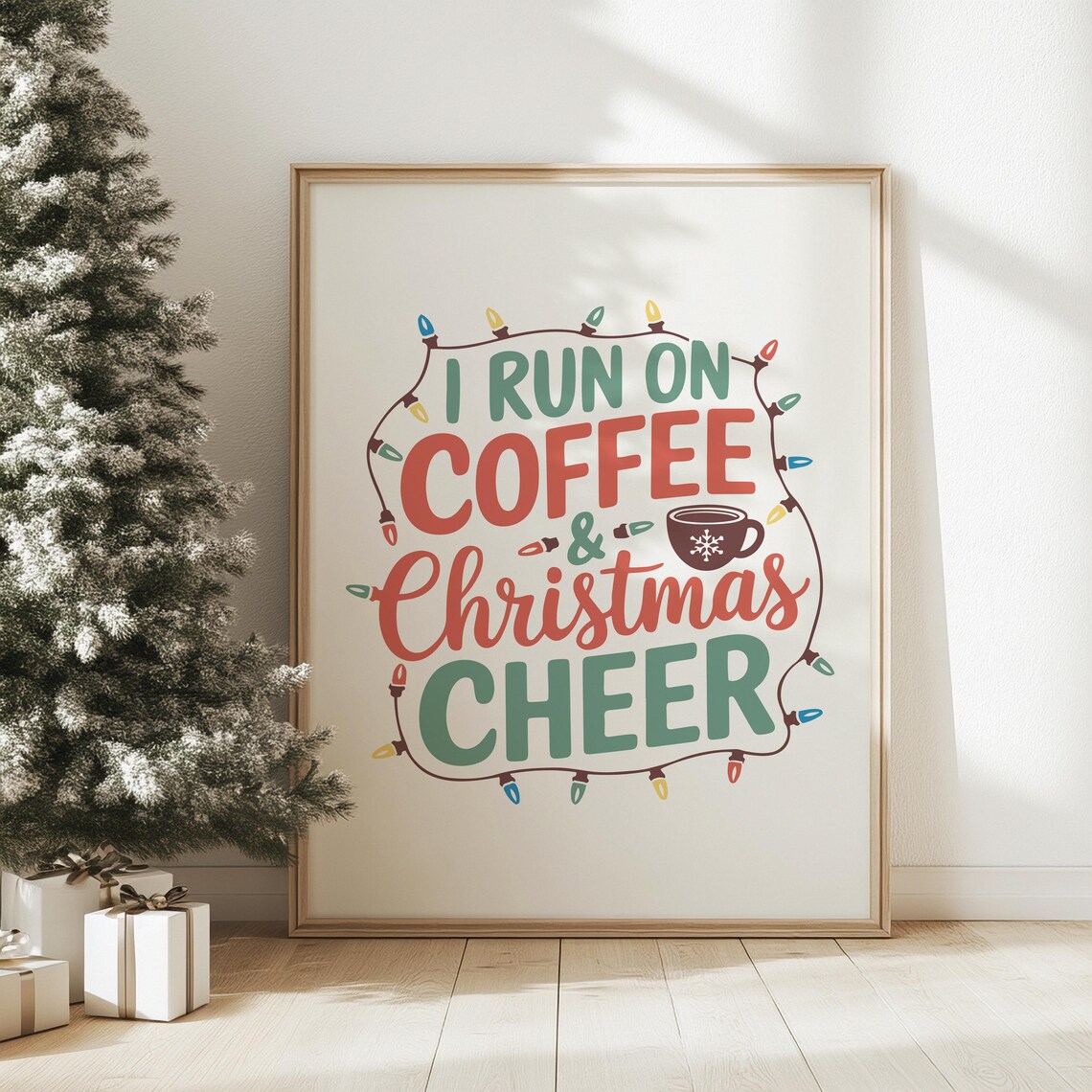 I Run On Coffee And Christmas Cheer, Boho Print - Image 4