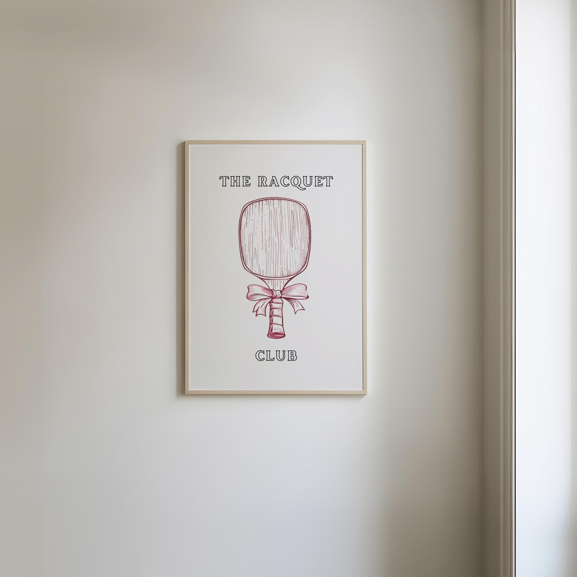 The Racquet Club Pink Pickleball Paddle With Bow Girly Sports Poster - Image 4