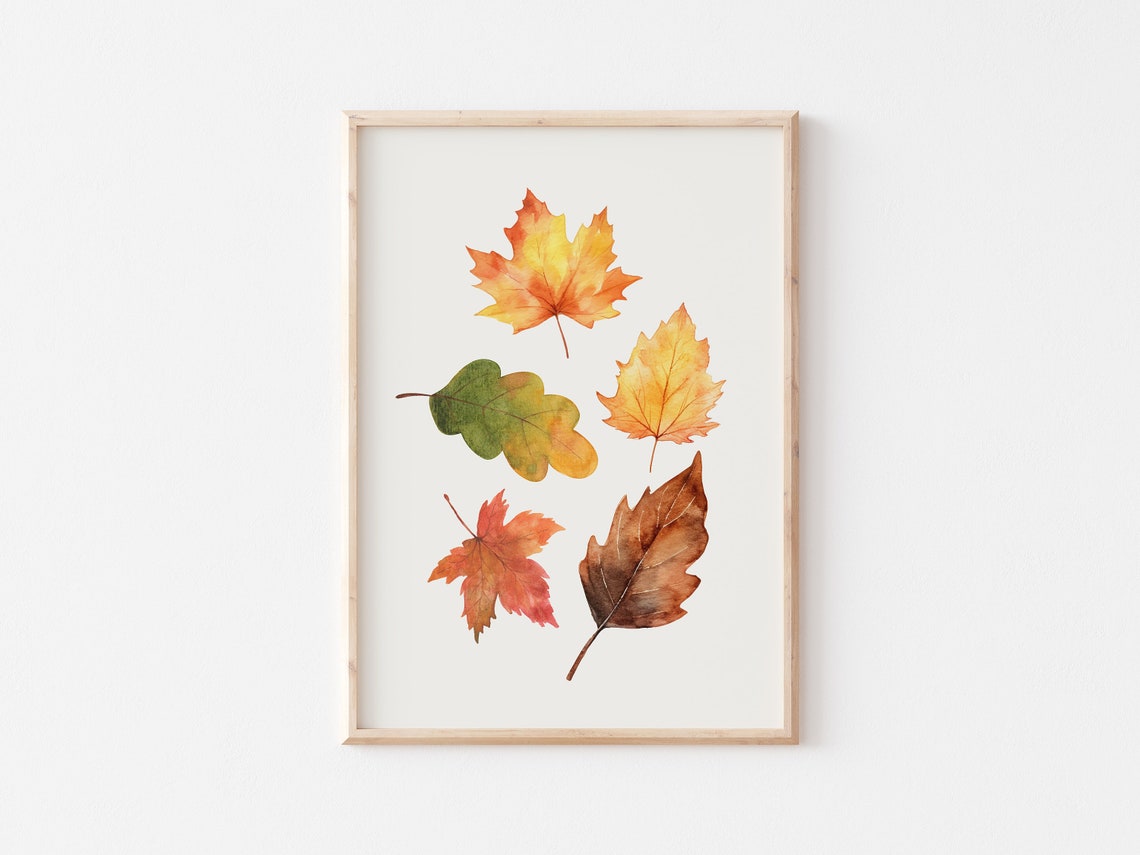 Watercolor Fall Leaves Botanical Poster in Warm Autumn Tones - Image 3