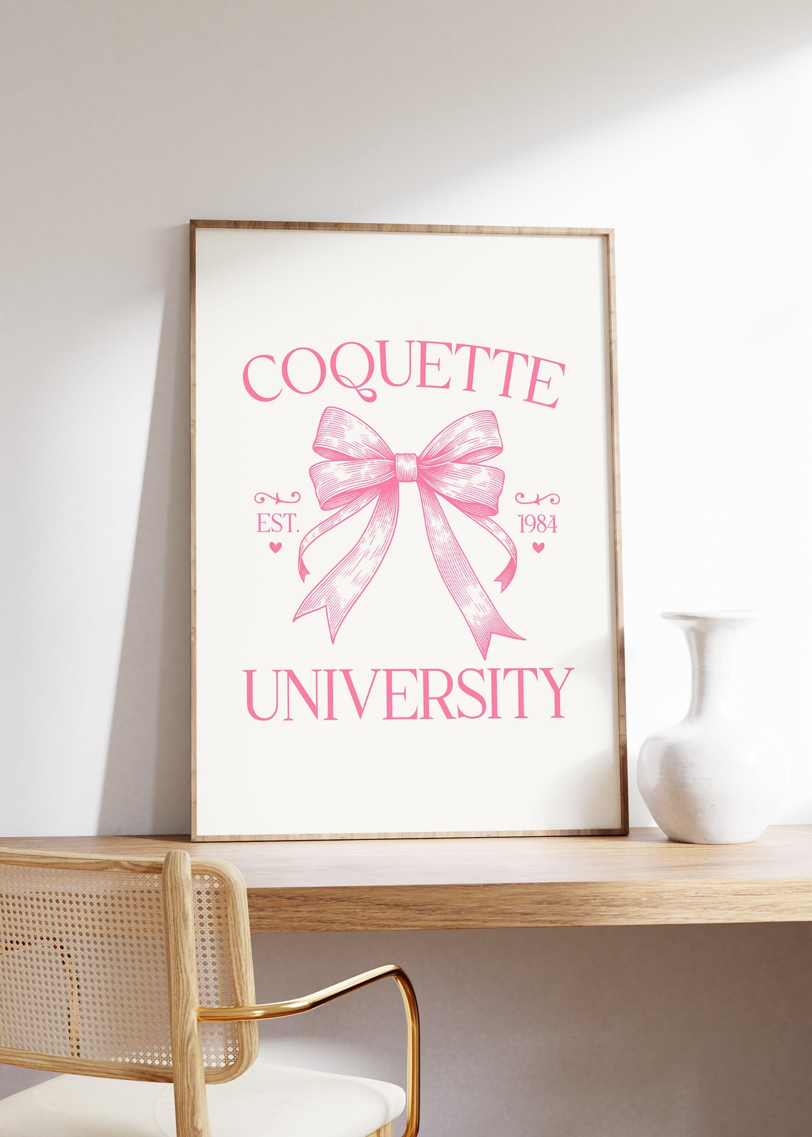 Coquette University Pink Bow Preppy Collegiate Style Wall Decor Poster - Image 5