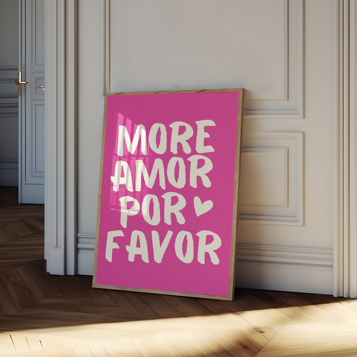 More Amor Por Favor Pink Heart Maximalist Typography Love Quote Poster - Image 2