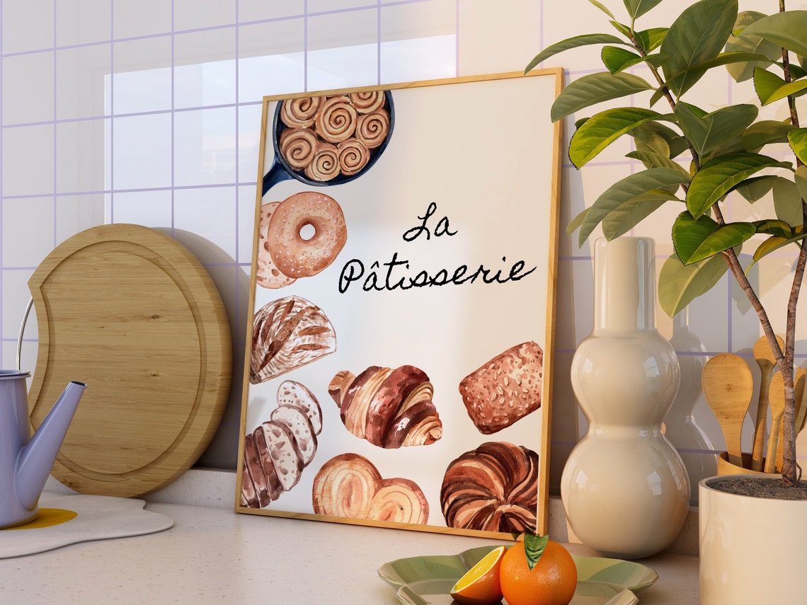 La Patisserie Watercolor Croissant Bakery French Kitchen Poster - Image 4