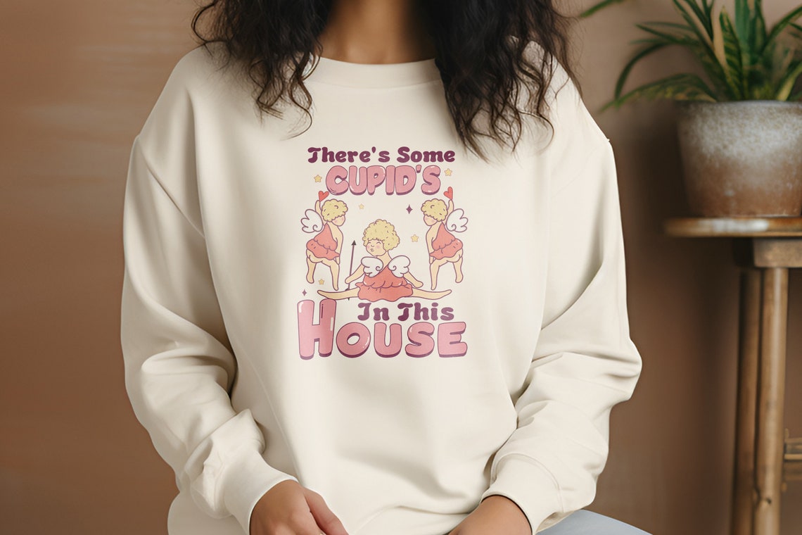 There's Some Cupids In This House Valentines Cherub Art Poster - Image 3