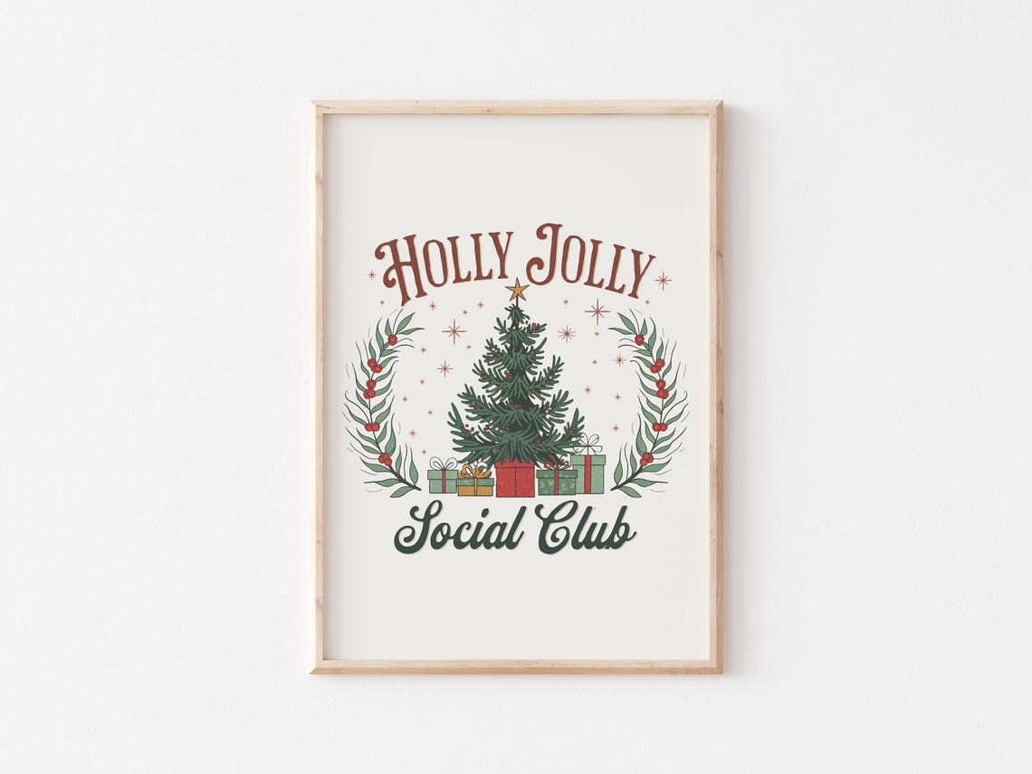 Holly Jolly Social Club Christmas Tree Holiday Festive Poster - Image 4