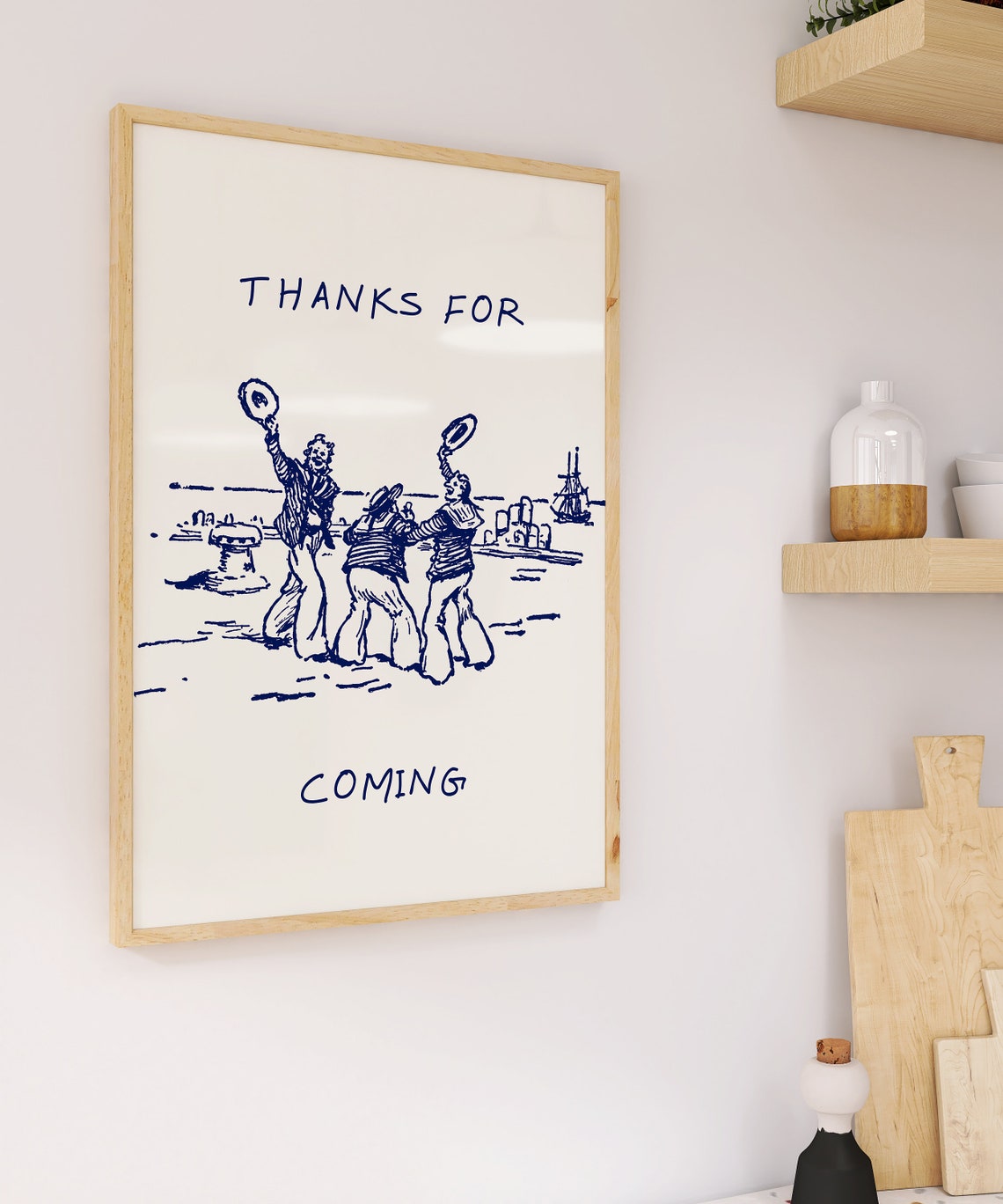 Thanks for Coming Navy Sailor Sketch Coastal Farewell Poster - Image 4