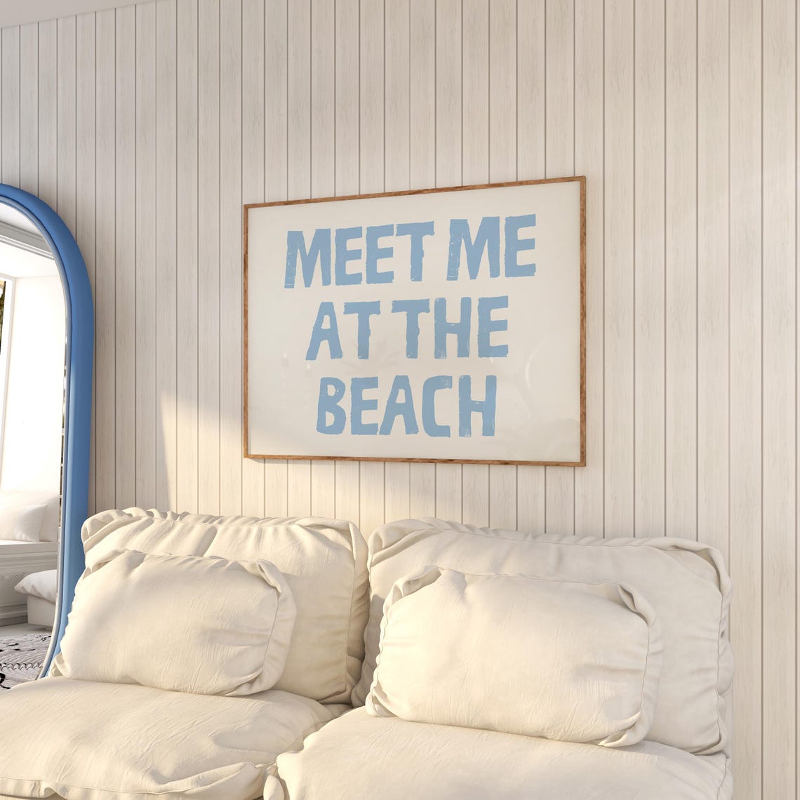 Meet Me At The Beach Blue Block Letter Beach House Decor Poster - Image 5