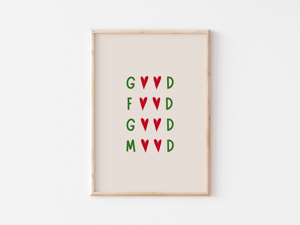 Good Food Good Mood Heart Letters Funny Kitchen Quote Poster - Image 5