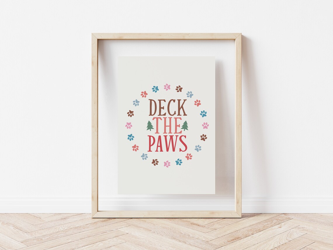 Deck The Paws Christmas Dog Quotes Art Print - Image 5
