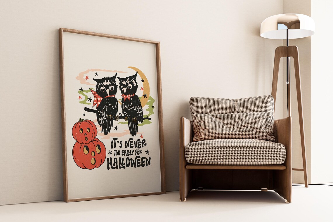 It’s Never Too Early For Halloween, Retro Pumpkin Art Print - Image 5