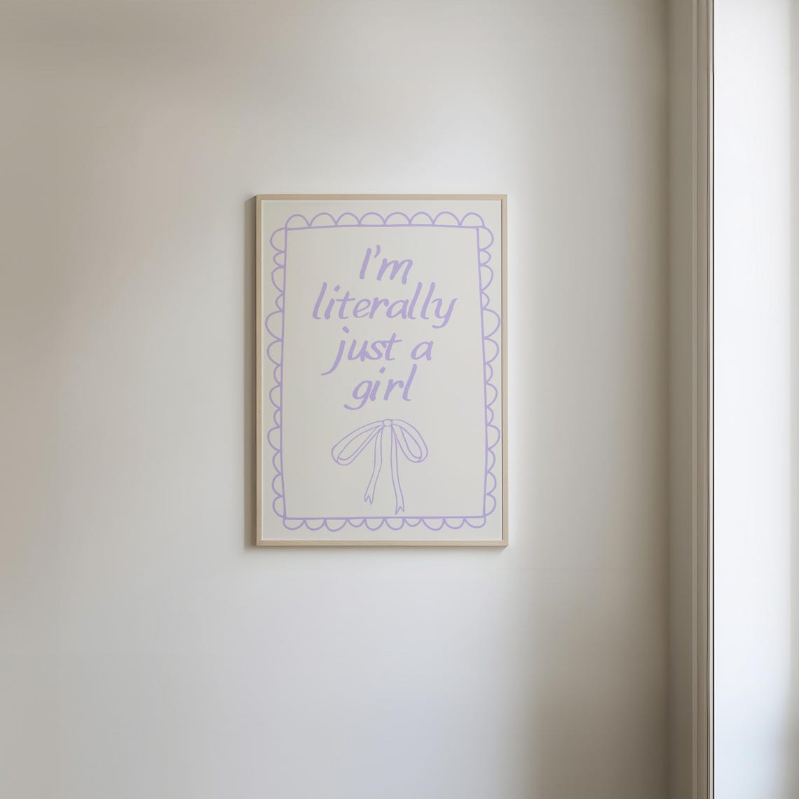 I'm Literally Just A Girl Lavender Bow Script Scalloped Poster - Image 2