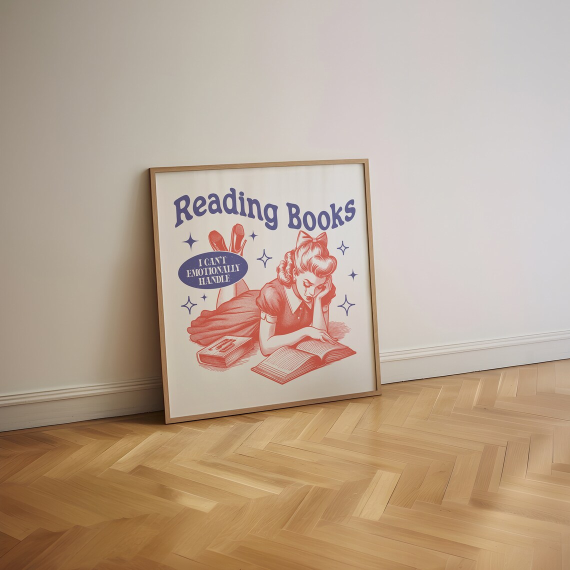 Reading Books I Cant Emotionally Handle Retro Art Print - Image 5