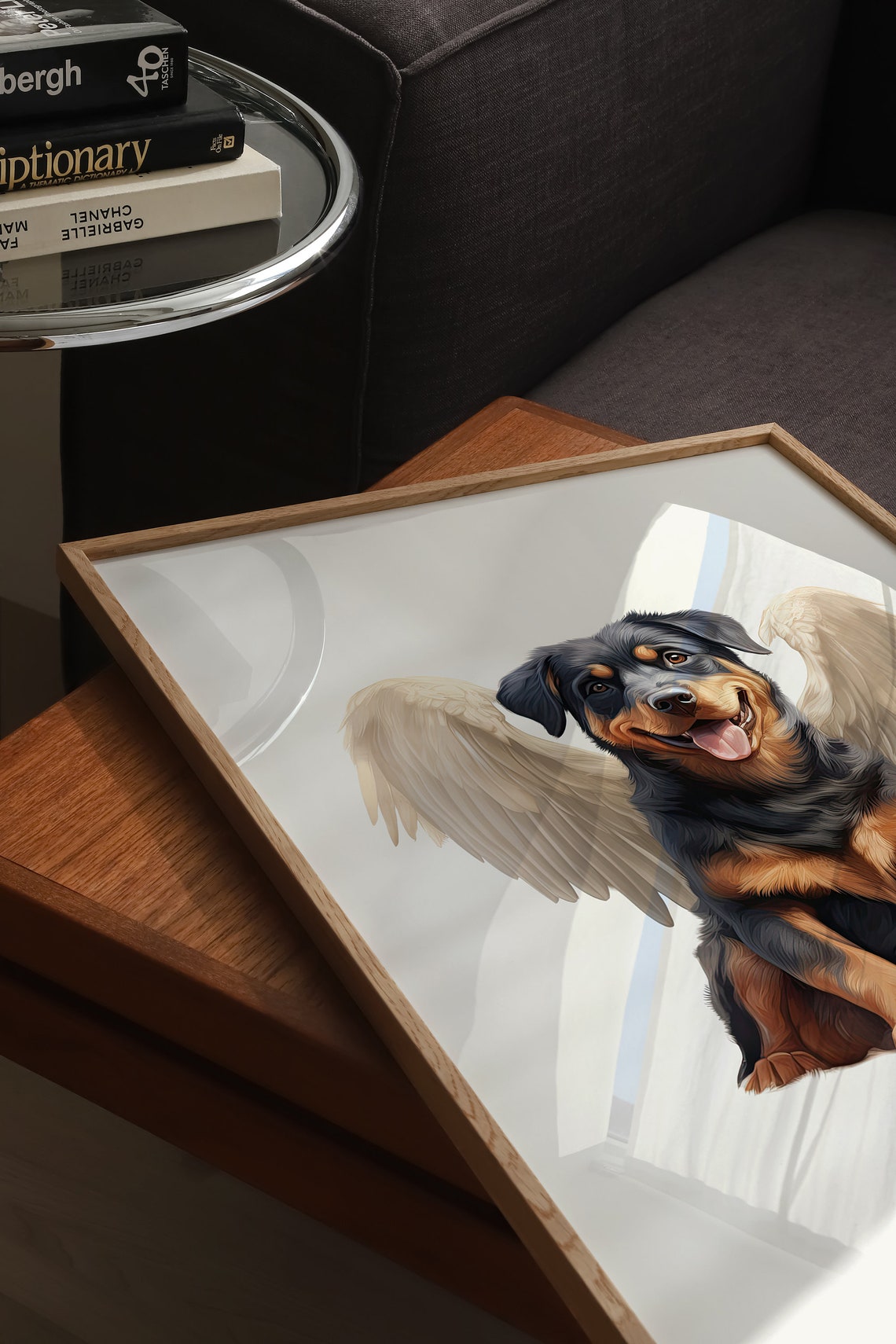 Rottweiler Dog Memorial Rainbow Bridge Print Pet Loss Memorial Gift Portrait Angel Dog Print Pet Loss Sympathy Gift Custom Dog Painting - Image 4