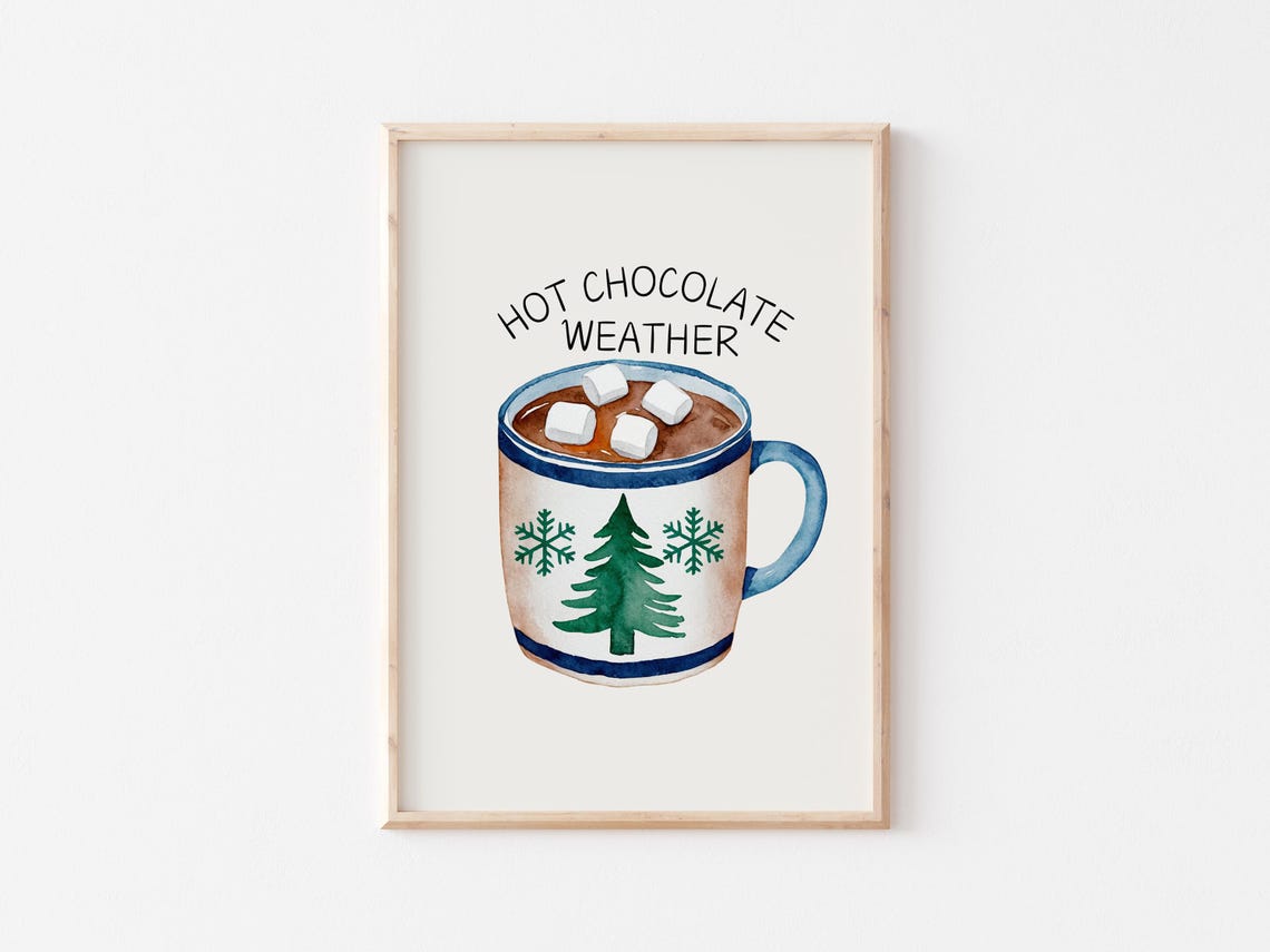 Hot Chocolate Weather Marshmallow Mug Cozy Winter Holiday Poster - Image 3