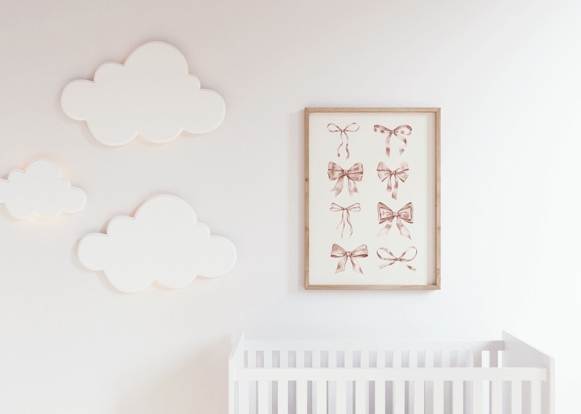 Beige Bow Nursery Print, Neutral Balletcore Art Print - Image 5