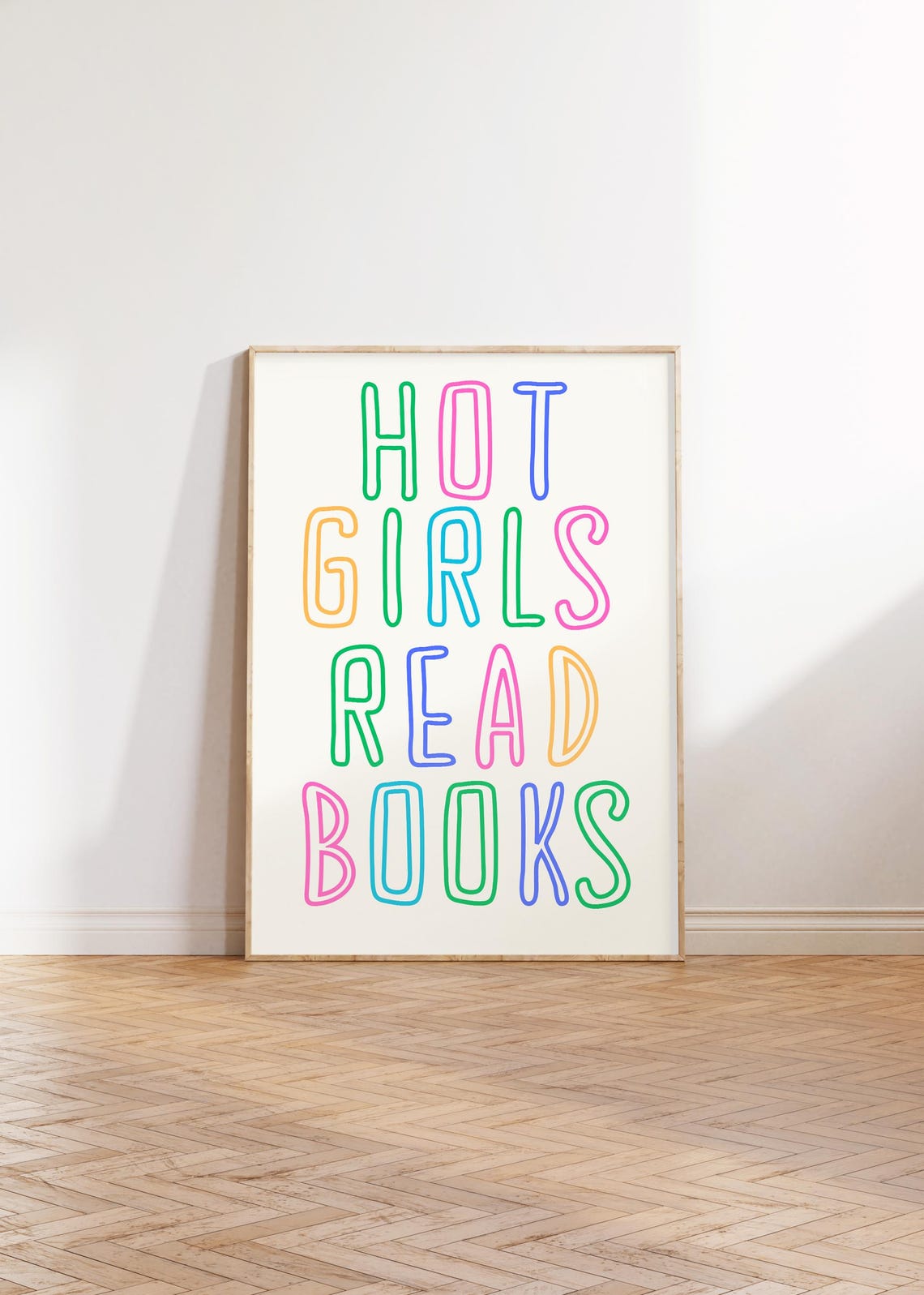 Hot Girls Read Books Rainbow Outlined Typography Quote Poster - Image 2