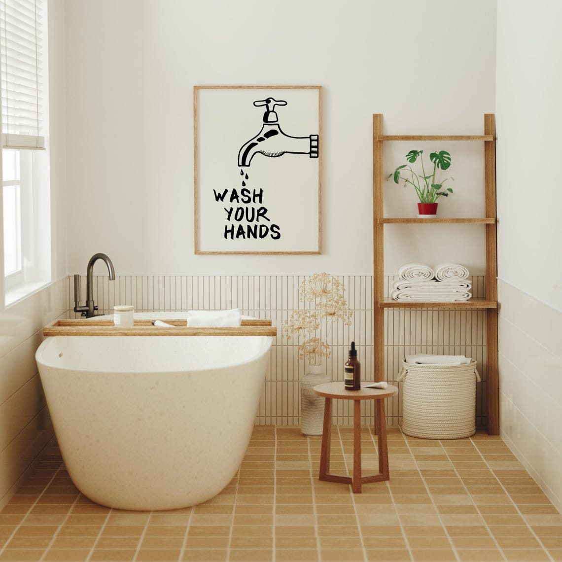 Wash Your Hands Faucet Illustration Bathroom Wall Decor Poster - Image 5