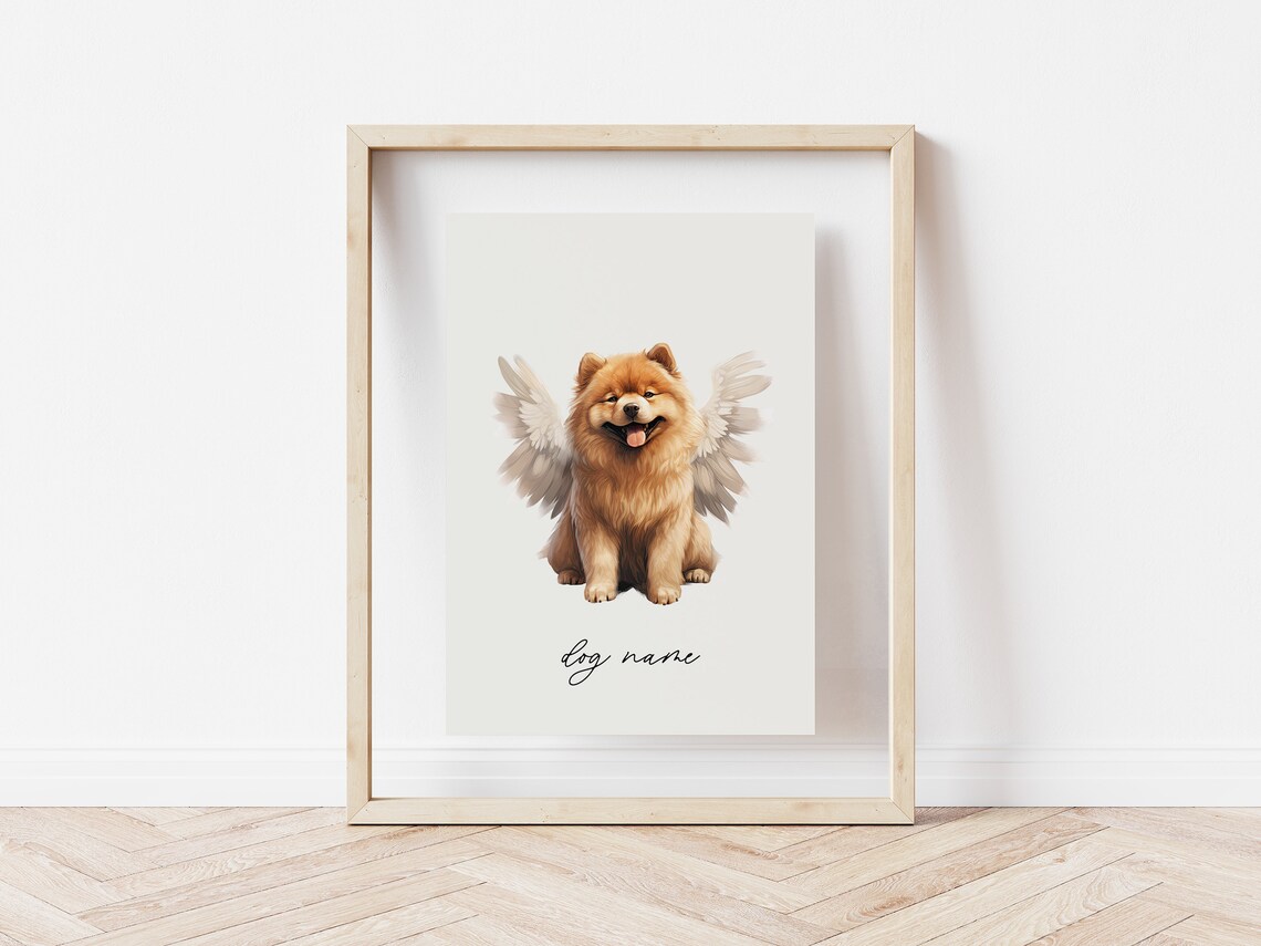 Chow Chow Dog Memorial Rainbow Bridge Print Pet Loss Memorial Gift Portrait Angel Dog Print Pet Loss Sympathy Gift Custom Dog Painting - Image 5