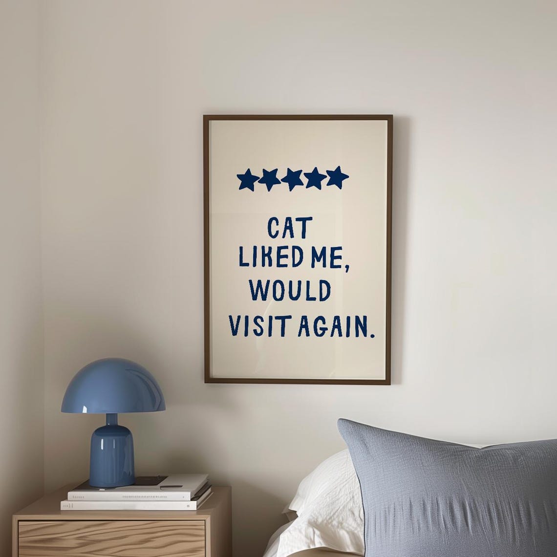 Five Star Funny Cat Review Cat Liked Me Would Visit Again Quote Poster - Image 5