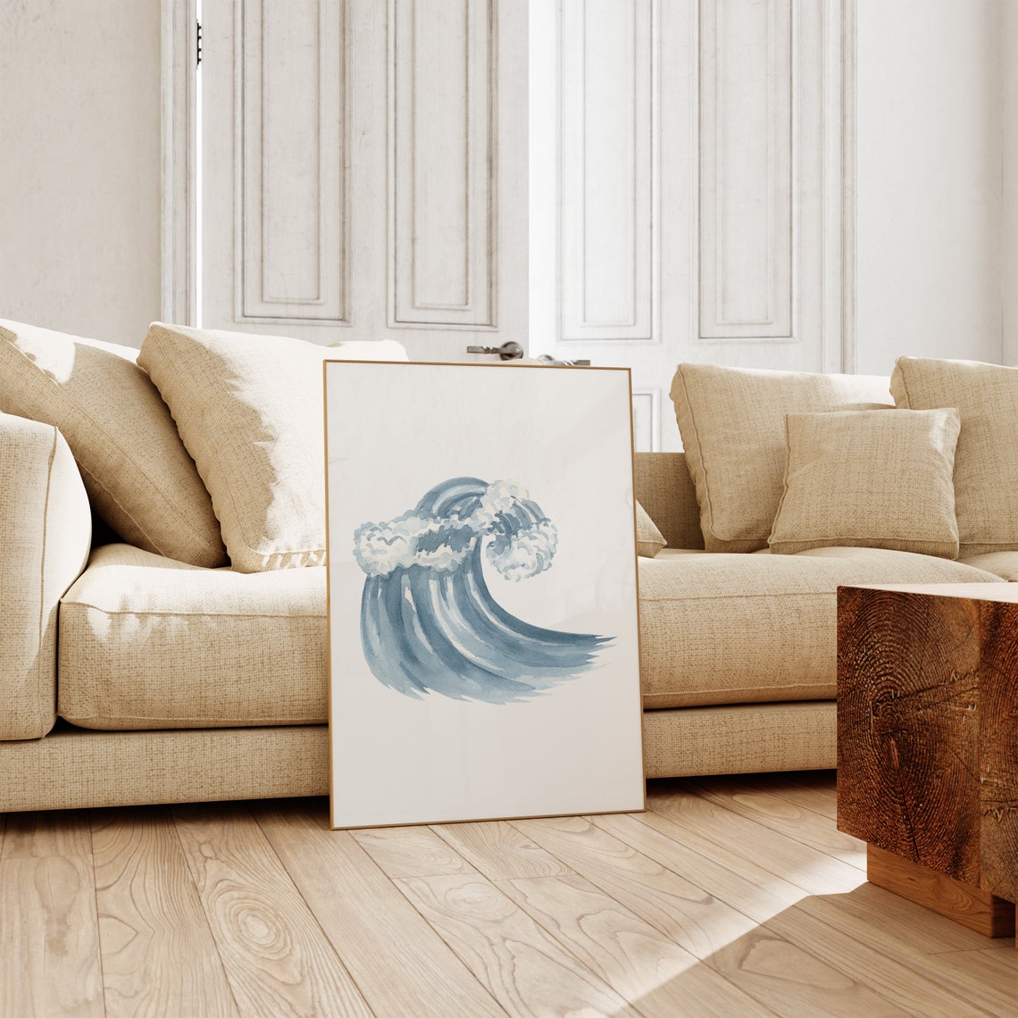 Blue Watercolor Ocean Wave Surf Coastal Beach House Art Poster - Image 5