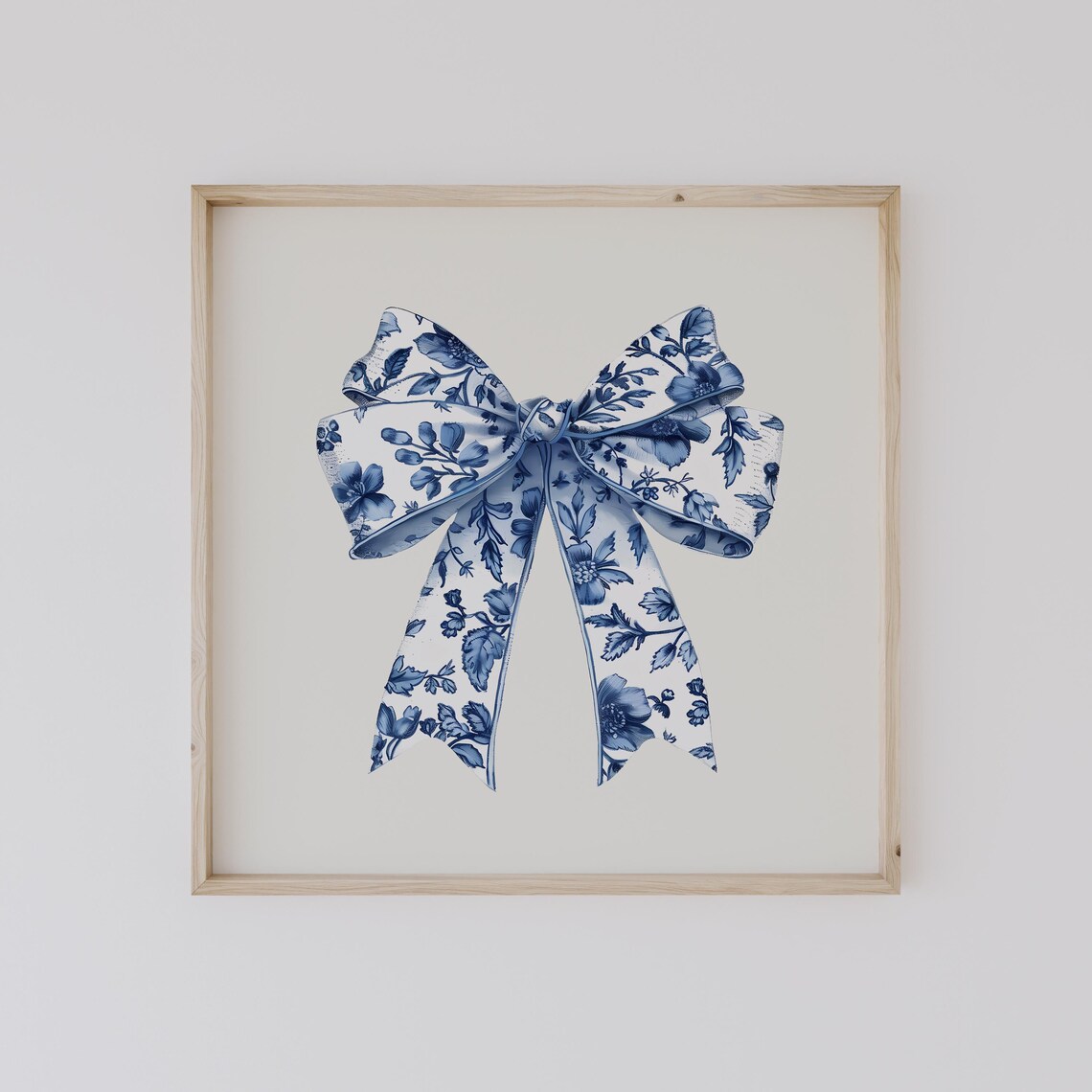 Blue Chinoiserie Floral Bow Coquette Ribbon Decor Art Poster - Image 2