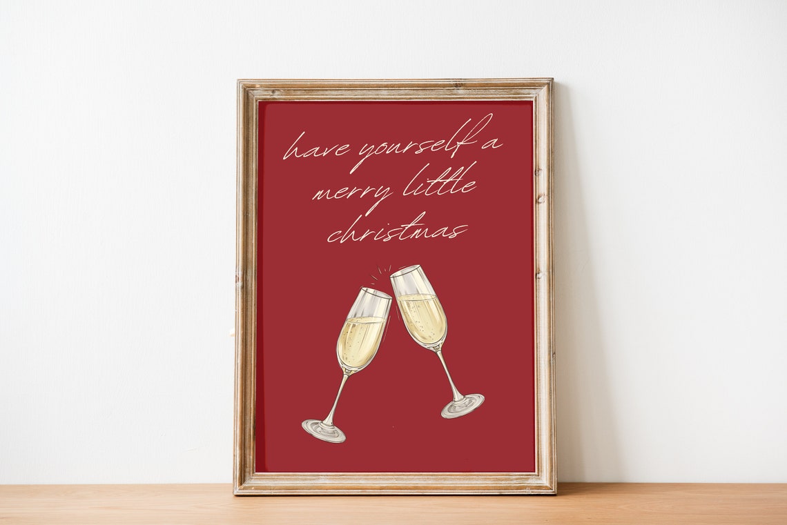 Have Yourself A Merry Little Christmas Red Champagne Toast Poster - Image 2