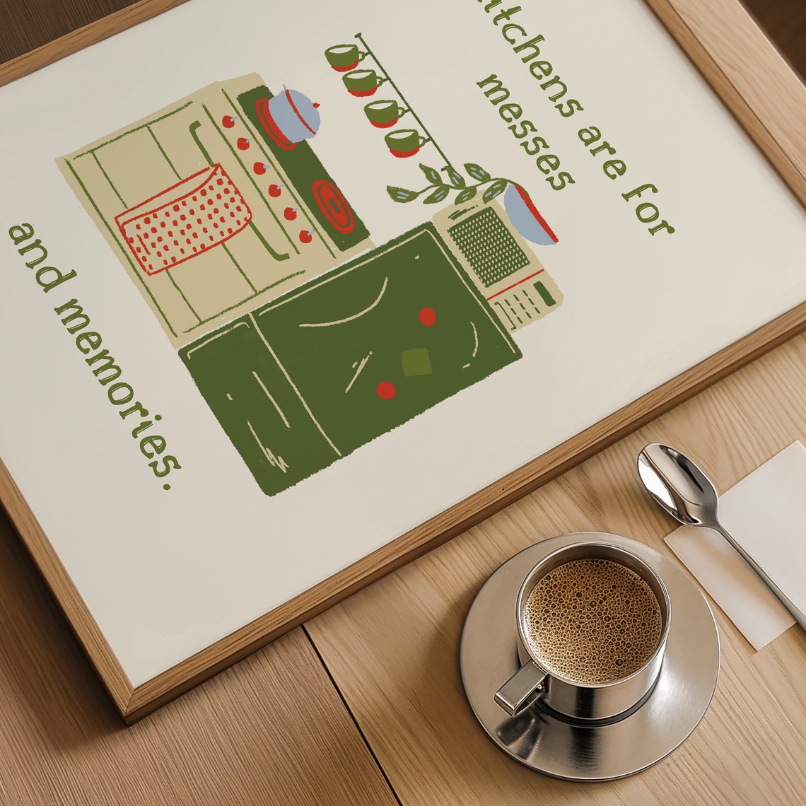 Kitchens Are for Messes and Memories Green Kitchen Quote Wall Art - Image 5