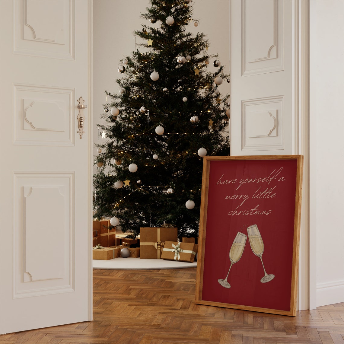 Have Yourself A Merry Little Christmas Red Champagne Toast Poster - Image 4