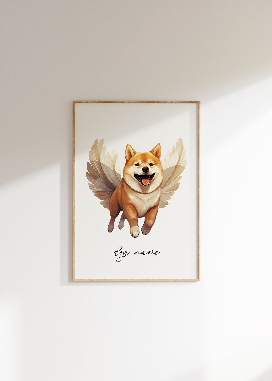Shiba Inu Angel Wings Running Dog Memorial Portrait Keepsake Poster - Image 2