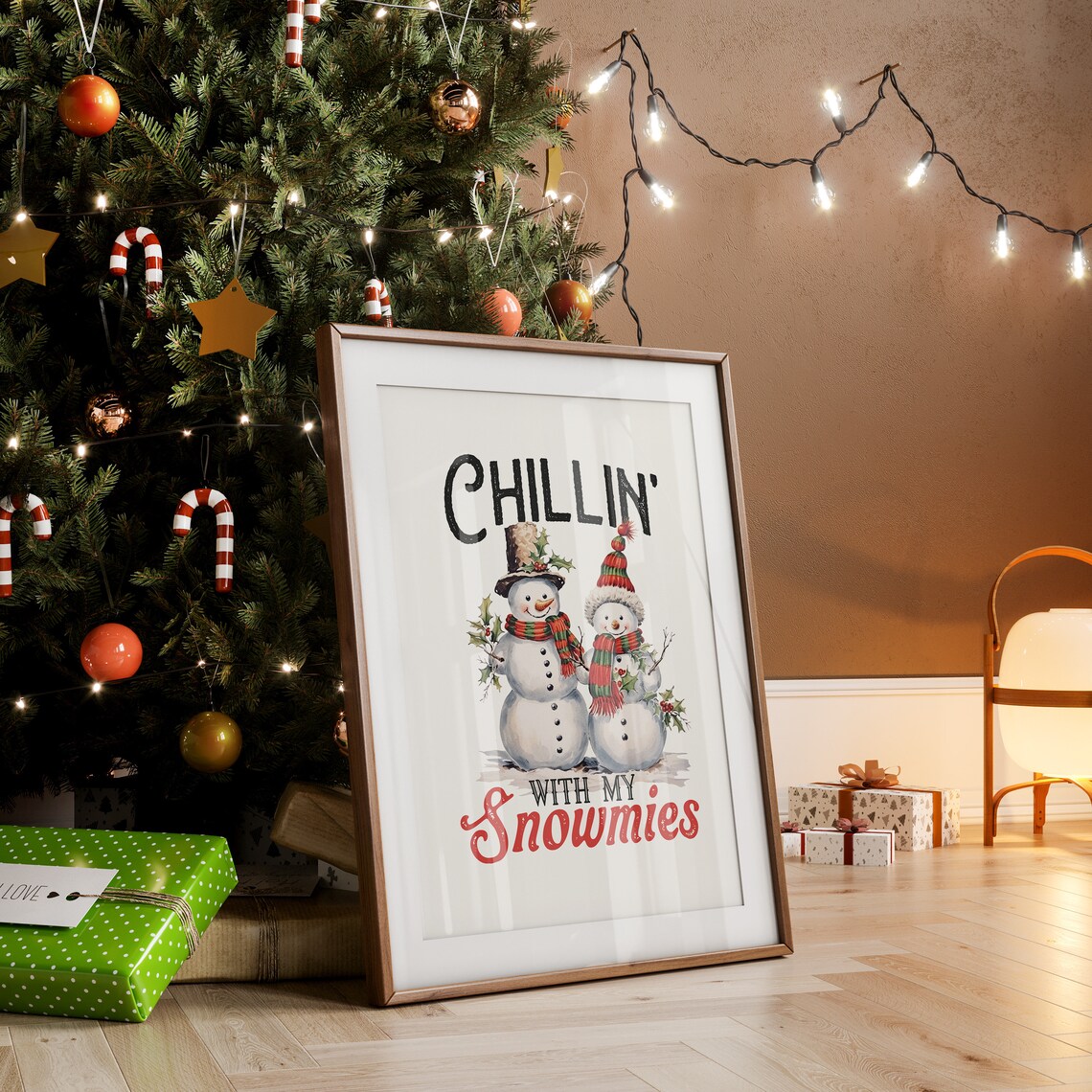 Chillin With My Snowmies Two Vintage Snowmen Friends Holiday Poster - Image 2