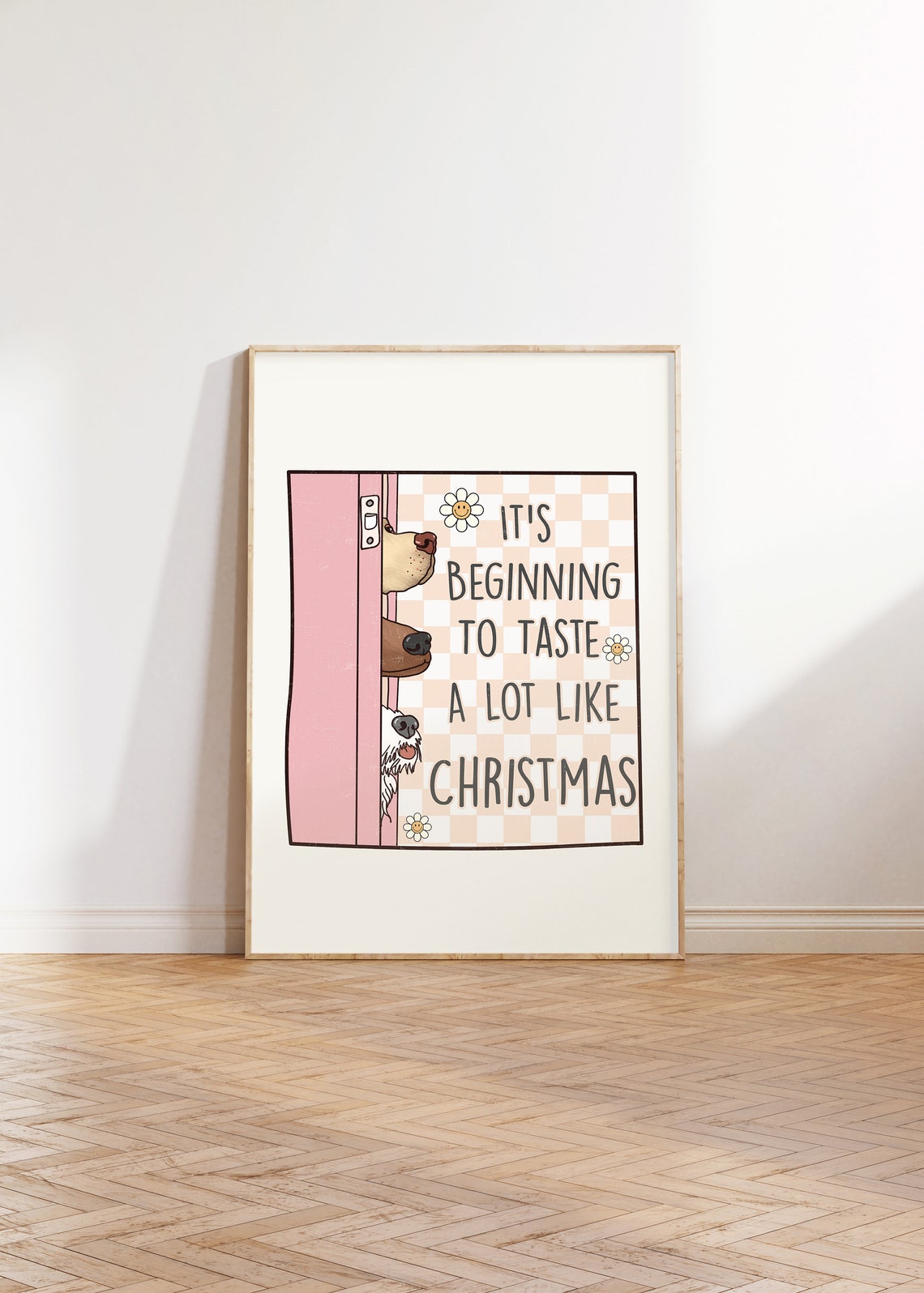 It's Beginning to Taste Like Christmas Three Peeking Dogs Poster - Image 3