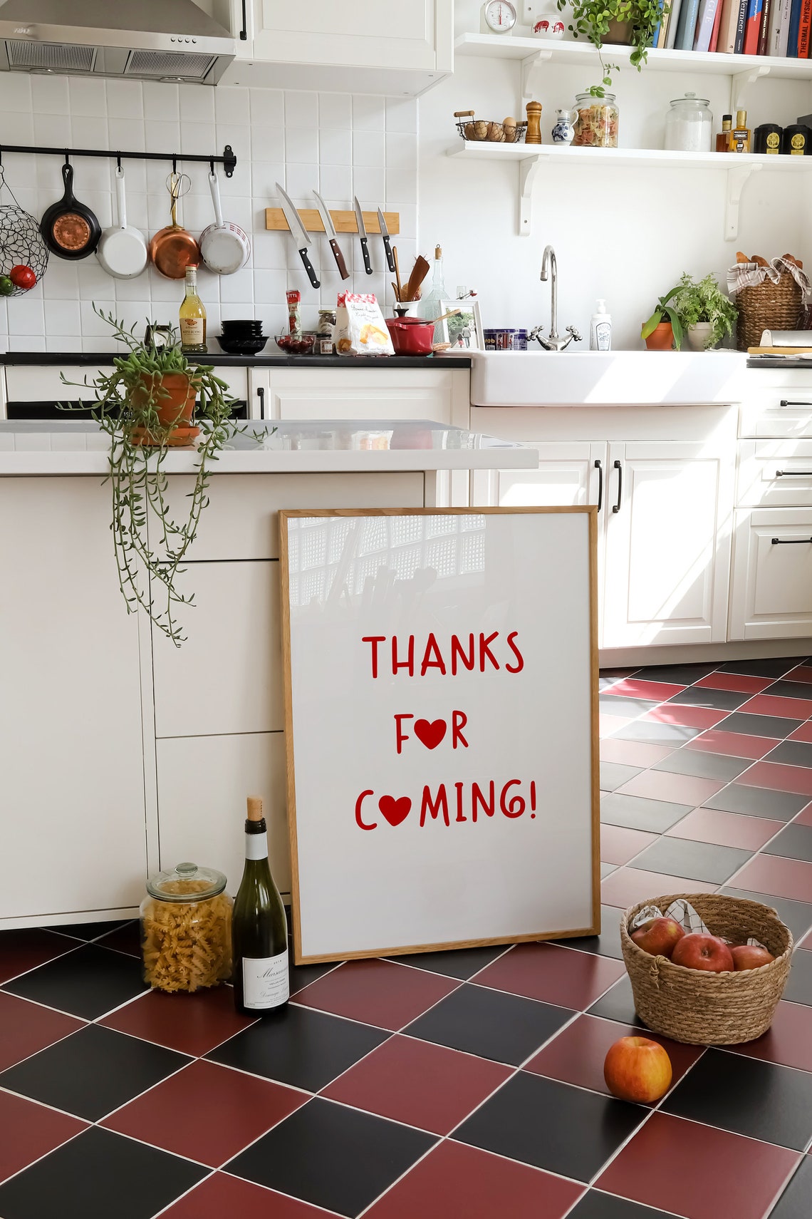Thanks For Coming Red Heart Typography Friendly Hospitality Poster - Image 3