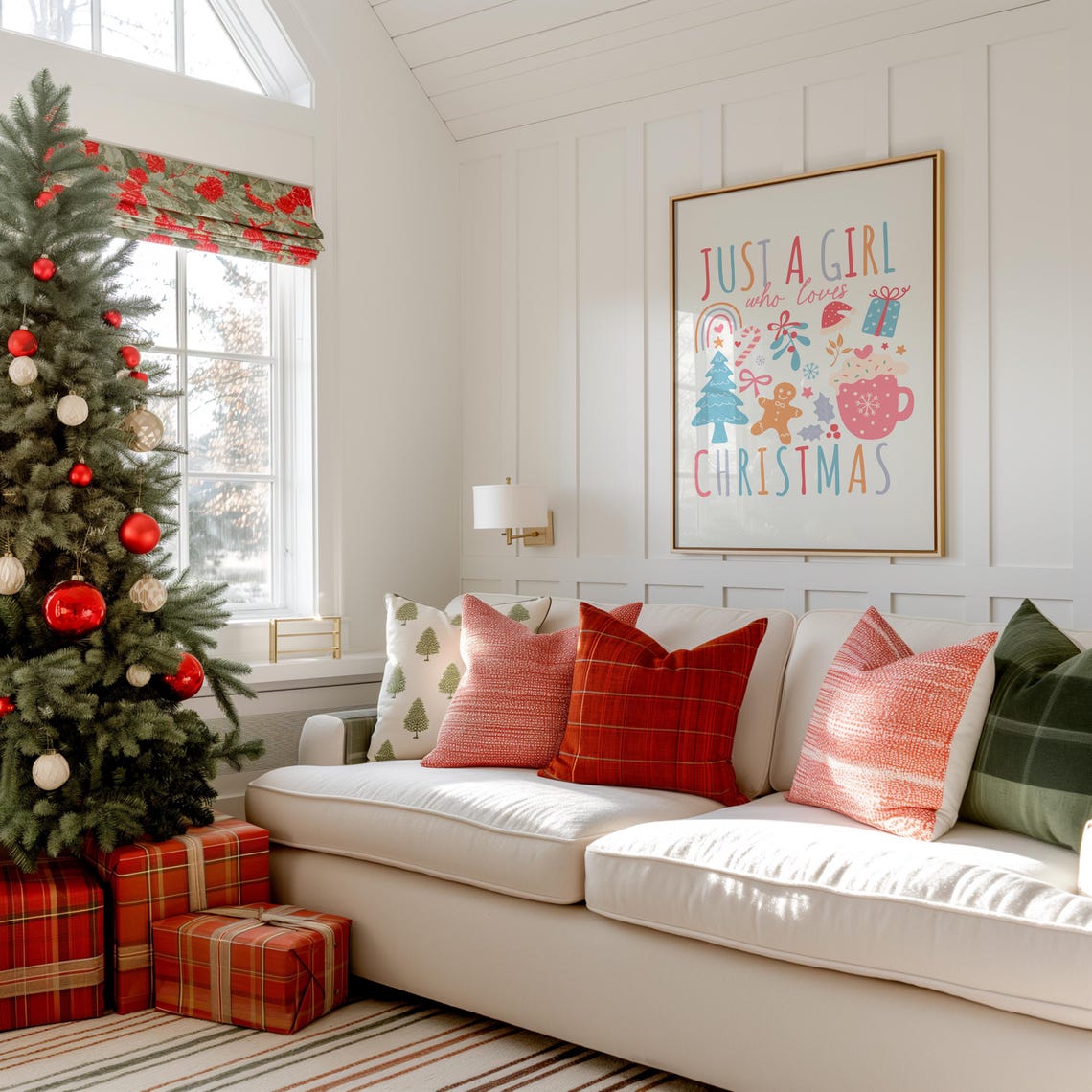 Just A Girl Who Loves Christmas Pastel Cute Doodle Quote Poster - Image 5