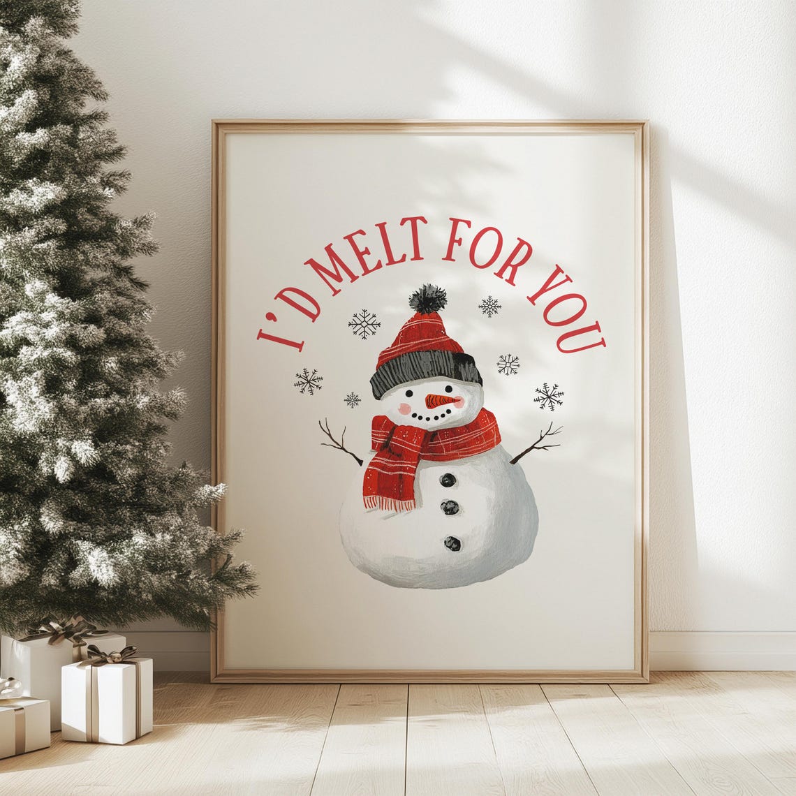 Snowman I'd Melt for You Red Holiday Winter Christmas Poster - Image 2