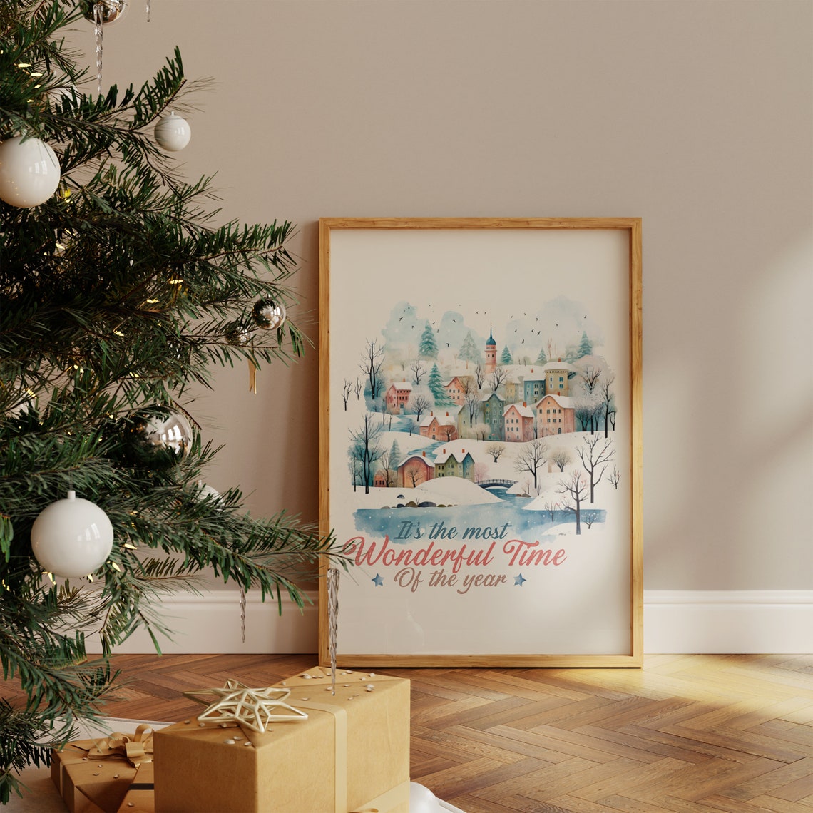 It Is the Most Wonderful Time of the Year Snowy Village Poster - Image 4
