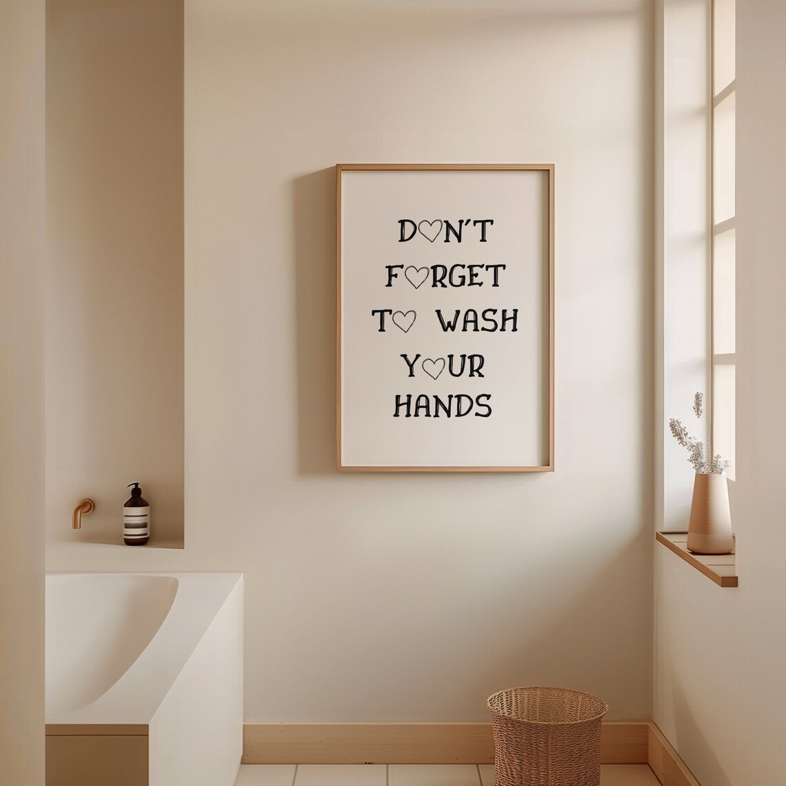 Dont Forget To Wash Your Hands Heart Letters Bathroom Quote Poster - Image 3