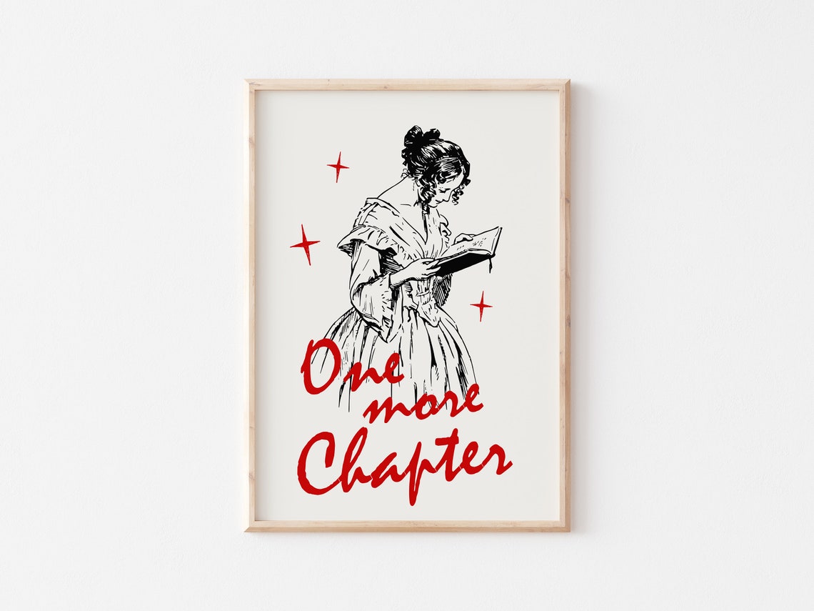 One More Chapter Vintage Woman Reading Bookish Aesthetic Wall Poster - Image 5