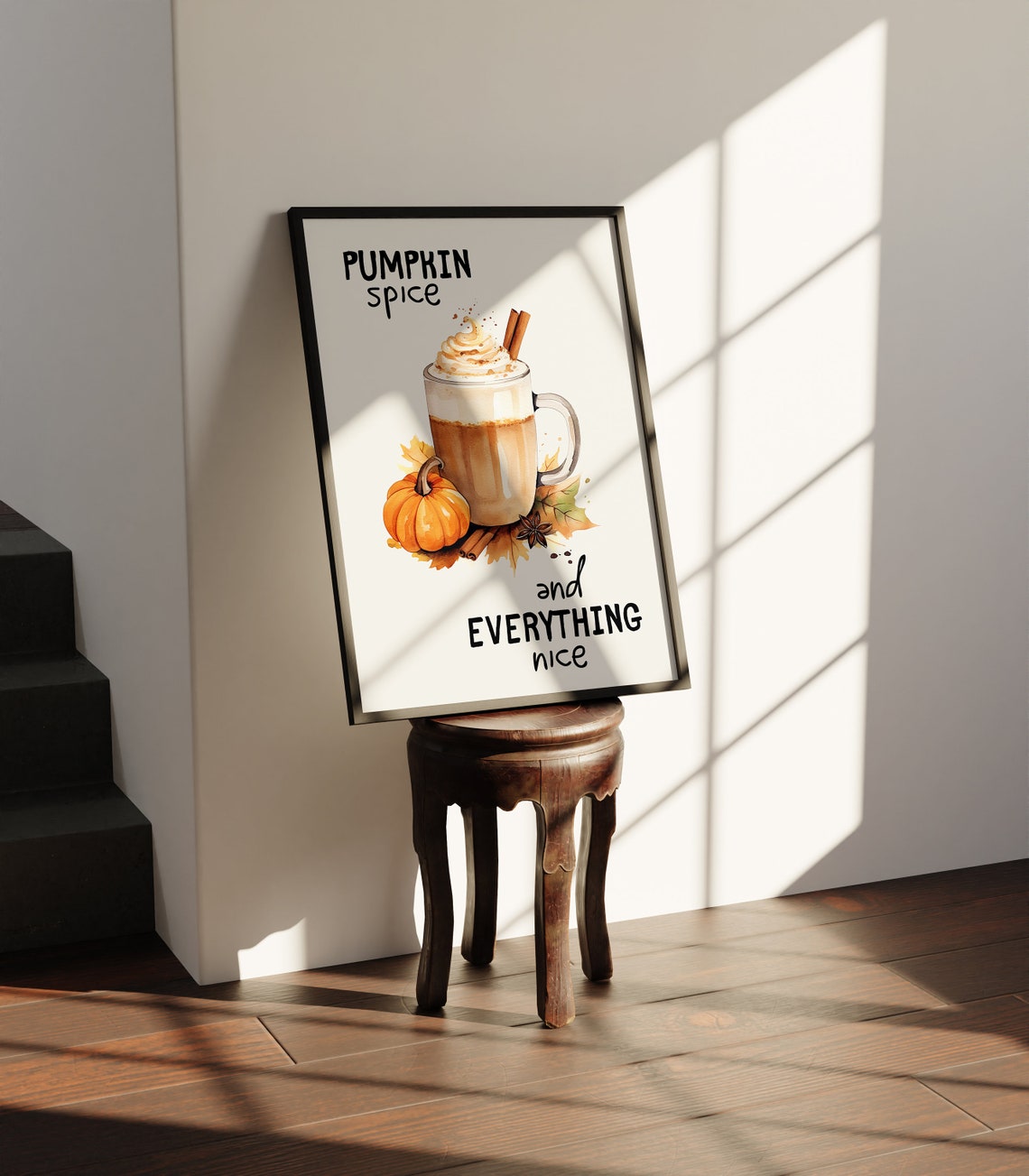 Pumpkin Spice And Everything Nice Watercolor Fall Latte Poster - Image 2